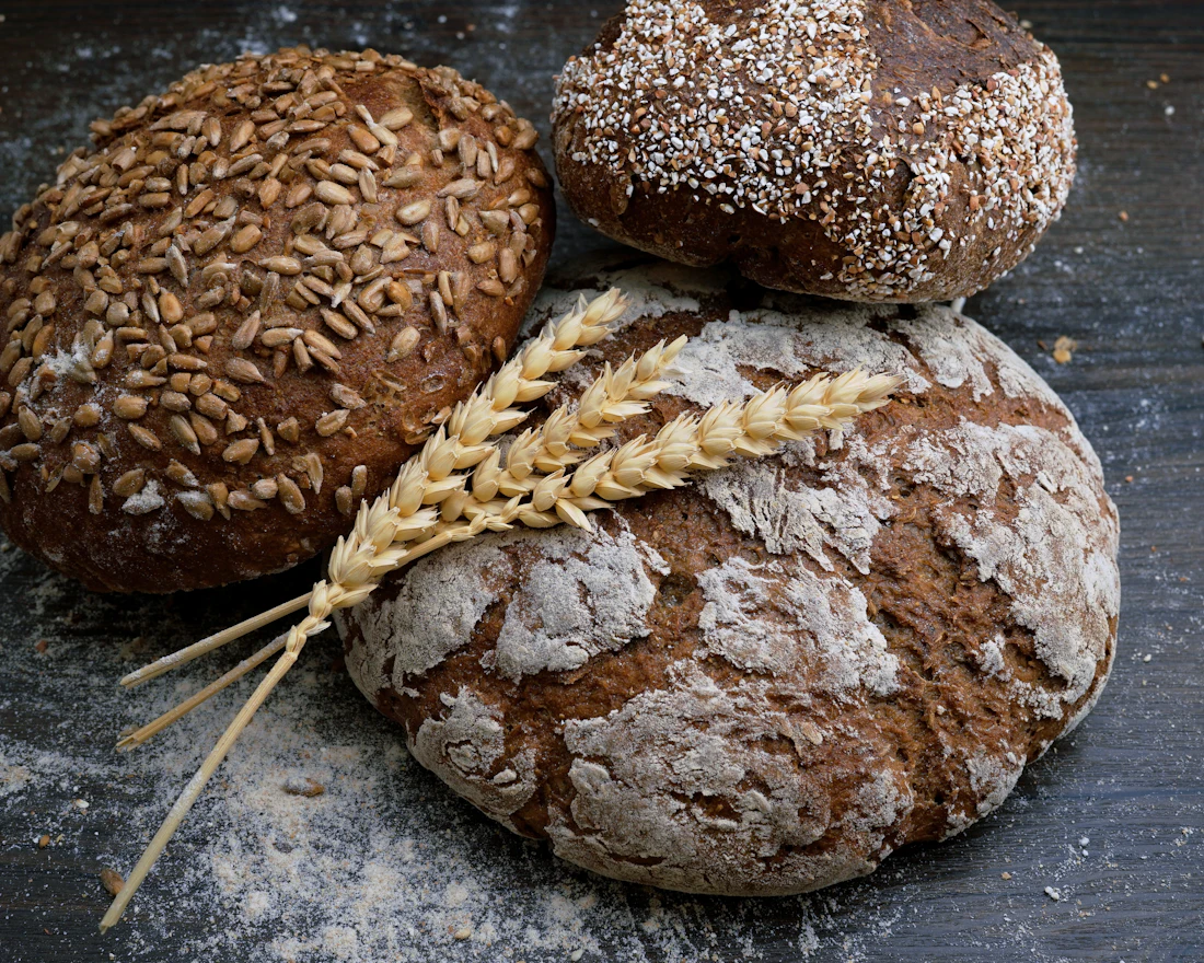Rustic sourdough loaves dusted with flour