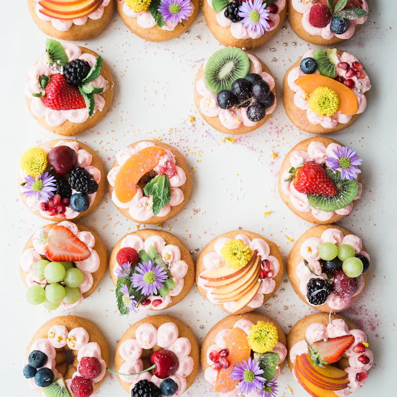 Fruit tarts topped with fresh berries